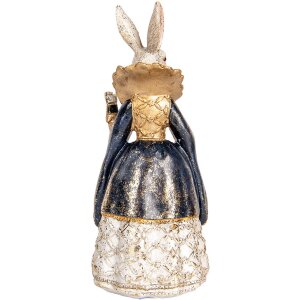 Coniglio decorativo Beige Oro 11x10x24 cm, figura animale in poliresina Clayre & Eef