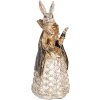 Coniglio decorativo Beige Oro 11x10x24 cm, figura animale in poliresina Clayre & Eef