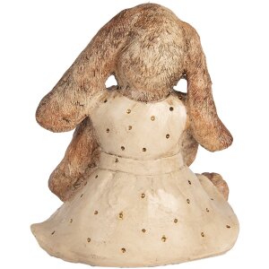 Coniglio decorativo Clayre & Eef in poliresina marrone beige oro 16x14x18 cm
