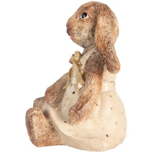 Coniglio decorativo Clayre & Eef in poliresina marrone beige oro 16x14x18 cm