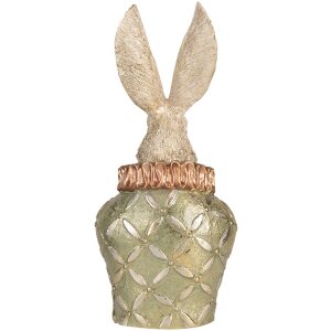 Clayre & Eef Busto decorativo Coniglio Beige Verde Oro 19x14x40 cm Poliresina