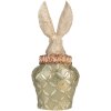 Clayre & Eef Busto decorativo Coniglio Beige Verde Oro 19x14x40 cm Poliresina