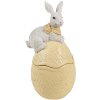 Clayre & Eef 6PR5129 Ciotola con coperchio Coniglietto di Pasqua su uovo di Pasqua giallo 11x10x20 cm