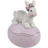Ciotola decorativa Clayre & Eef con coperchio Coniglietto su uovo di Pasqua rosa 9x13x16 cm