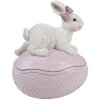 Ciotola decorativa Clayre & Eef con coperchio Coniglietto su uovo di Pasqua rosa 9x13x16 cm