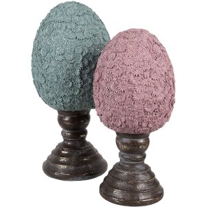 Uovo decorativo Clayre & Eef Ø 13x28 cm Stile country Rosa Marrone Poliresina