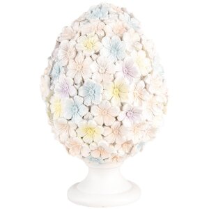 Uovo decorativo Clayre & Eef motivo floreale Bianco...