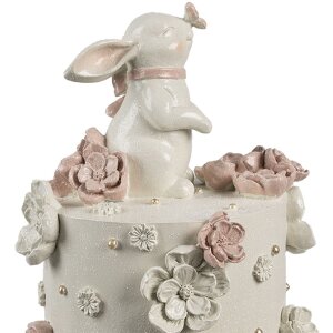 Clayre & Eef Decorazione Torta Ø 18x32 cm Bianco Rosa Oro Decorazione Pasquale