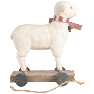 Figura decorativa Clayre & Eef Pecora stile country in poliresina beige marrone 17x9x20 cm
