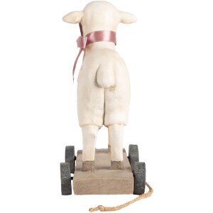Figura decorativa Clayre & Eef Pecora stile country in poliresina beige marrone 17x9x20 cm