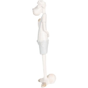 Pecora decorativa Clayre & Eef Bianco Blu 6x4x17 cm Stile Country in Poliresina