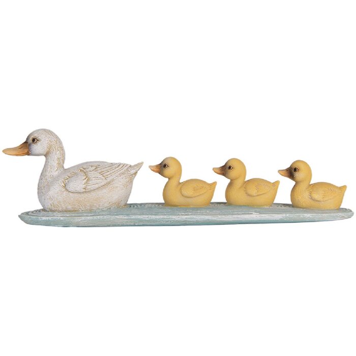 Clayre & Eef 6PR5472 Decorazione Anatre Bianco Giallo 26x6x7 cm Stile Country