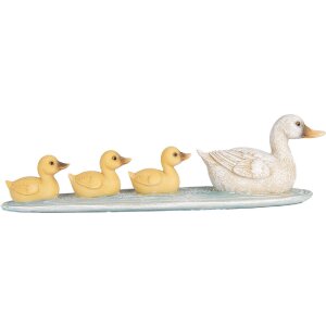 Clayre & Eef 6PR5472 Decorazione Anatre Bianco Giallo 26x6x7 cm Stile Country