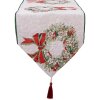 Clayre & Eef KT065.010 Runner da tavola 33x180 cm Beige Rosso con motivo a ghirlanda