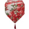 Runner da tavola Clayre & Eef 33x180 cm con stelle di Natale in stile country rosso verde