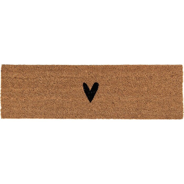 Tappeto per porta Clayre & Eef BHSMC in fibra di cocco con disegno a cuore 75x22x2 cm
