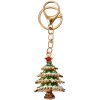 Juleeze JZKC0194 Anello portachiavi albero di Natale oro verde strass 4x3x6 cm