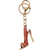 Juleeze JZKC0196 Portachiavi tacco alto oro rosso con strass 4x2x6 cm
