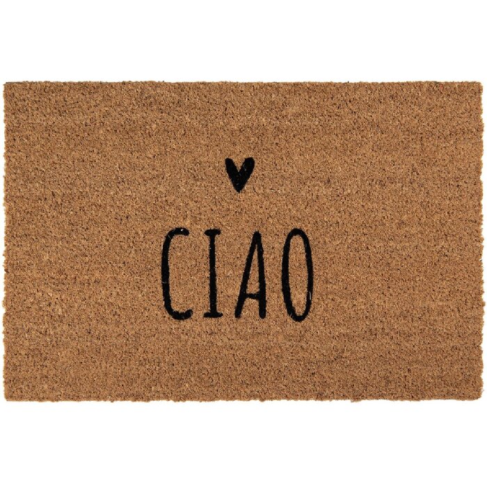 Clayre & Eef MC258 Tappeto per porta in fibra di cocco 60x40 cm scritta CIAO marrone