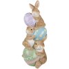 Clayre & Eef figurina decorativa coniglio con uova di Pasqua 72 cm marrone rosa blu verde