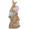 Clayre & Eef figurina decorativa coniglio con uova di Pasqua 72 cm marrone rosa blu verde