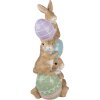 Clayre & Eef figurina decorativa coniglio con uova di Pasqua 72 cm marrone rosa blu verde