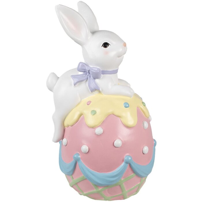 Clayre & Eef coniglio decorativo su uovo di Pasqua pastello 32x28x55 cm stile country