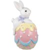 Clayre & Eef coniglio decorativo su uovo di Pasqua pastello 32x28x55 cm stile country