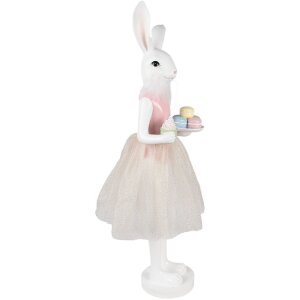 Clayre & Eef Decorazione Coniglio Bianco Rosa 20x17x76 cm Decorazione pasquale in poliresina