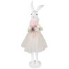 Clayre & Eef Decorazione Coniglio Bianco Rosa 20x17x76 cm Decorazione pasquale in poliresina
