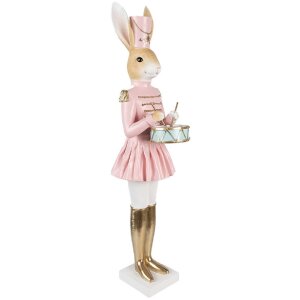 Clayre & Eef Decorazione Coniglio Beige Rosa Oro 79 cm Poliresina