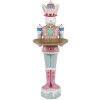 Coniglio decorativo Clayre & Eef in poliresina bianco rosa verde 9x8x25 cm