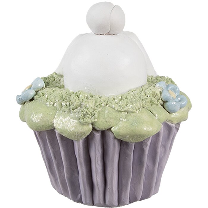 Clayre & Eef 6PR5169 Coniglio decorativo Bianco Viola Verde Ø11x12cm Poliresina