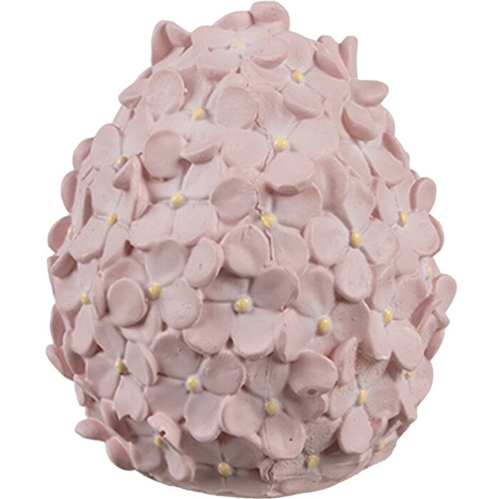 Uovo decorativo Clayre & Eef Rosa Ø 6x7 cm Decorazione pasquale in poliresina