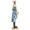 Coniglio decorativo Clayre & Eef Blu Oro 5x5x18 cm Figurina pasquale in poliresina