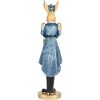 Coniglio decorativo Clayre & Eef Blu Oro 5x5x18 cm Figurina pasquale in poliresina