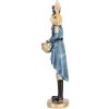 Coniglio decorativo Clayre & Eef Blu Oro 5x5x18 cm Figurina pasquale in poliresina