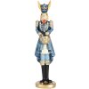 Coniglio decorativo Clayre & Eef Blu Oro 5x5x18 cm Figurina pasquale in poliresina