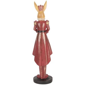 Coniglio decorativo Clayre & Eef 48 cm Beige Rosso Decorazione pasquale in poliresina Stile country