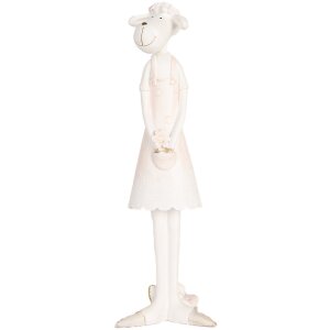 Pecora decorativa Clayre & Eef Bianco Rosa 6x4x17 cm...