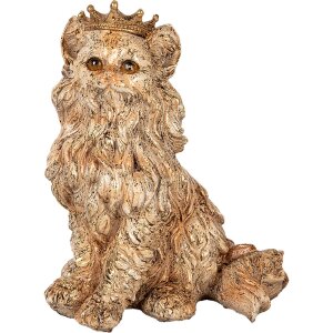 Gatto decorativo Clayre & Eef con corona Beige...