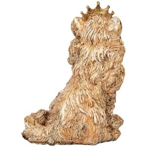 Gatto decorativo Clayre & Eef con corona Beige 23x19x28 cm Aspetto vintage