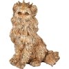Gatto decorativo Clayre & Eef con corona Beige 23x19x28 cm Aspetto vintage