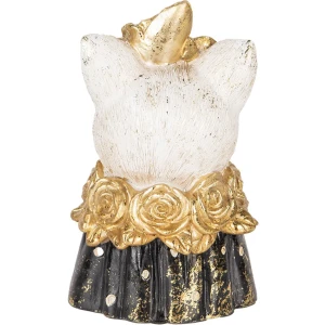 Clayre & Eef Busto decorativo di gatto in poliresina bianco nero oro 12x10x18 cm