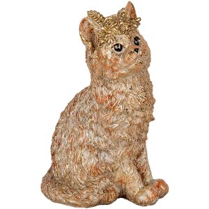 Gatto decorativo Clayre & Eef Beige 16x14x25 cm in poliresina stile country