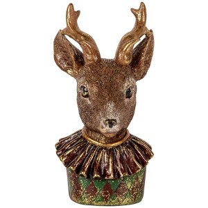 Clayre & Eef Decorazione Busto di cervo marrone rosso...