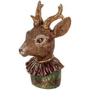 Clayre & Eef Decorazione Busto di cervo marrone rosso...