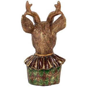Clayre & Eef Decorazione Busto di cervo marrone rosso oro 13x11x22 cm Look vintage