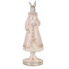 Coniglio decorativo Clayre & Eef Bianco Rosa 31 cm Figurina romantica in poliresina