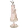 Coniglio decorativo Clayre & Eef Bianco Rosa 31 cm Figurina romantica in poliresina